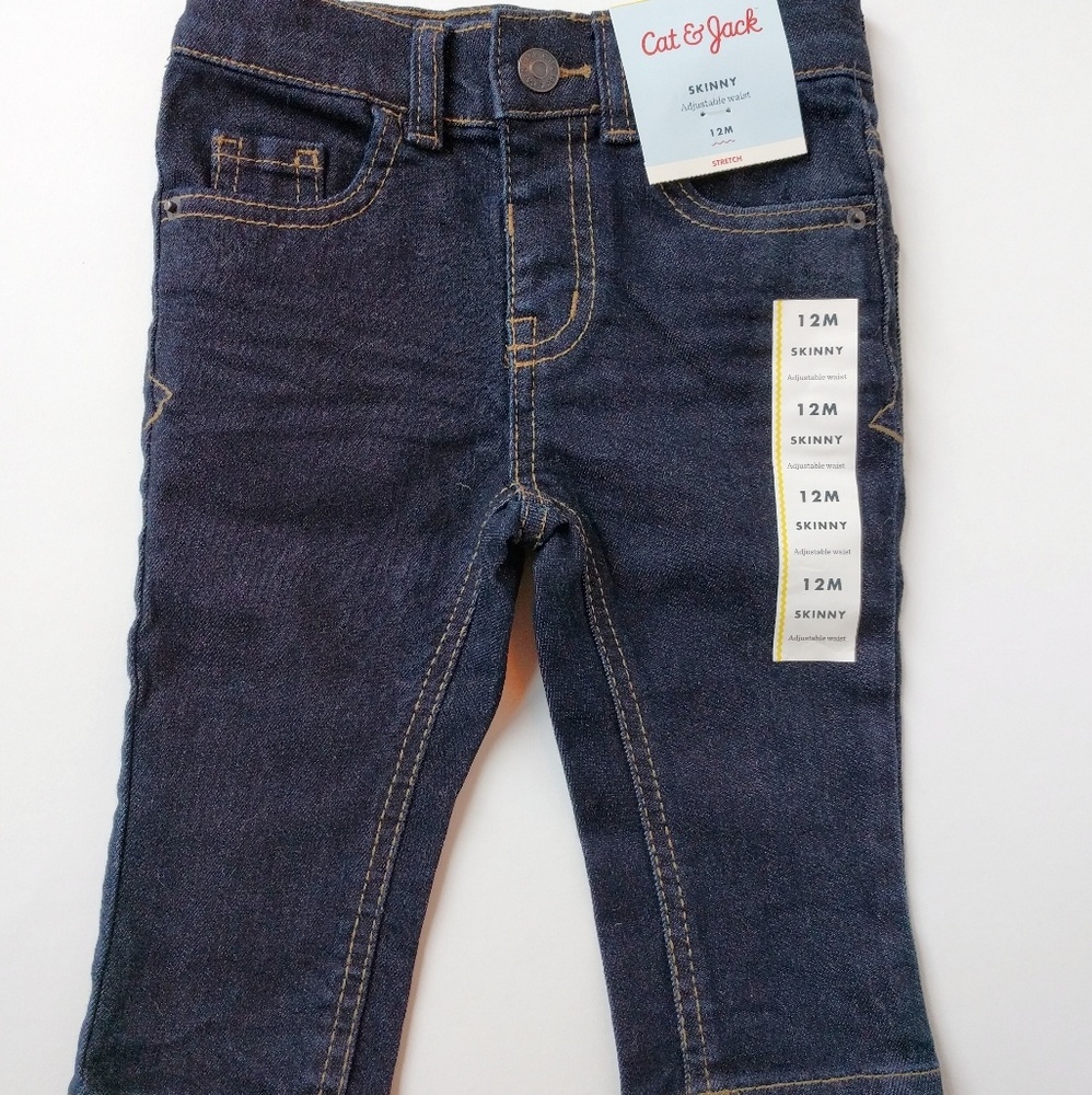 SOLD!cat and Jack dark skinny jeans 12 months NWT - Picture 1 of 3